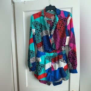 LuLu-ish Multicolored color-blocked pattern romper
